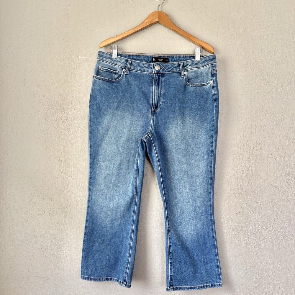Member's Mark Jeans Women's High Rise Crop Flare Stretch Size 14 Blue Medium